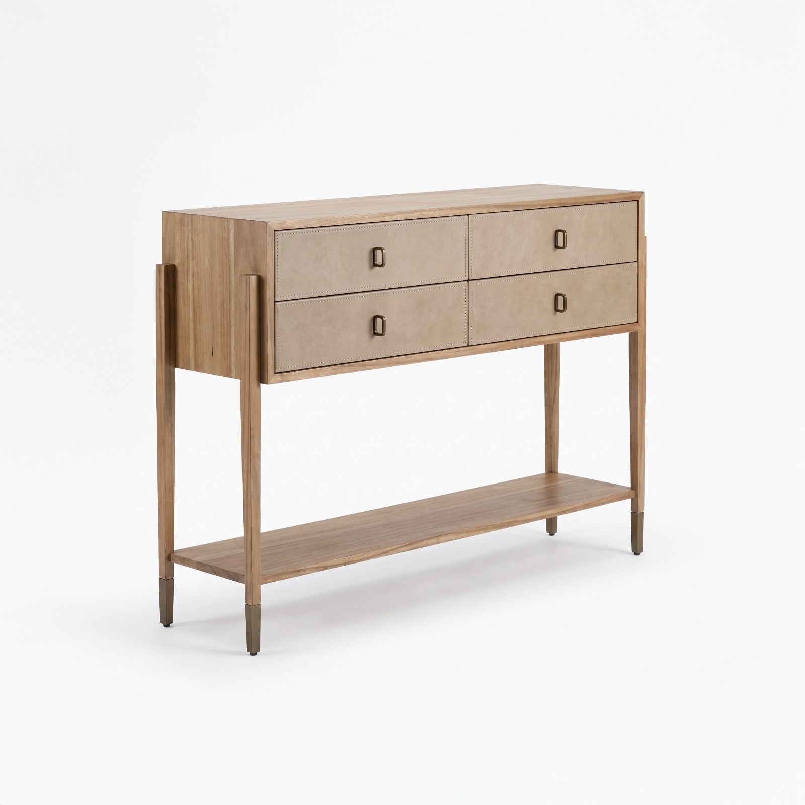 White Oak and Leather Console