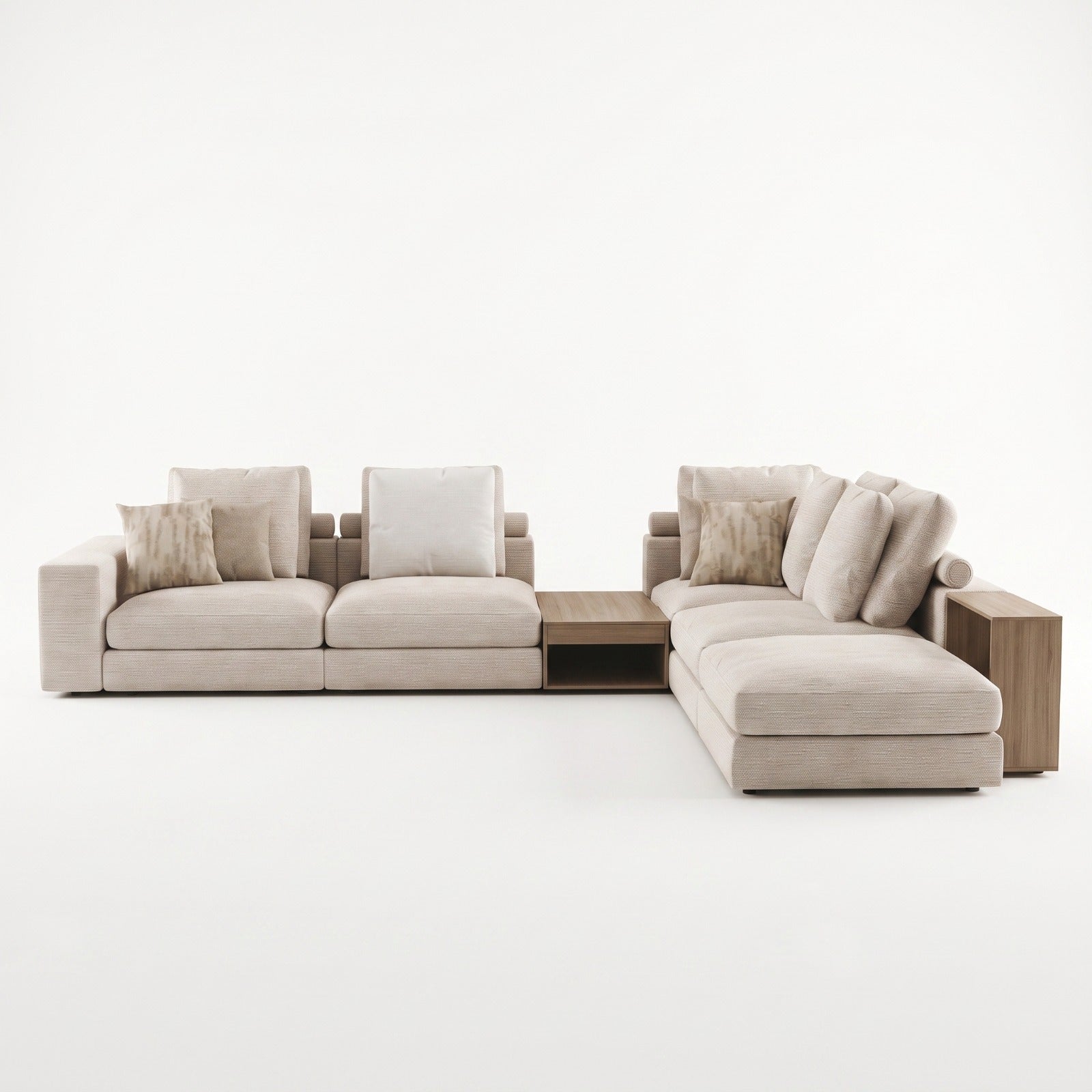 Grace Sectional Sofa with Integrated Leather Tables