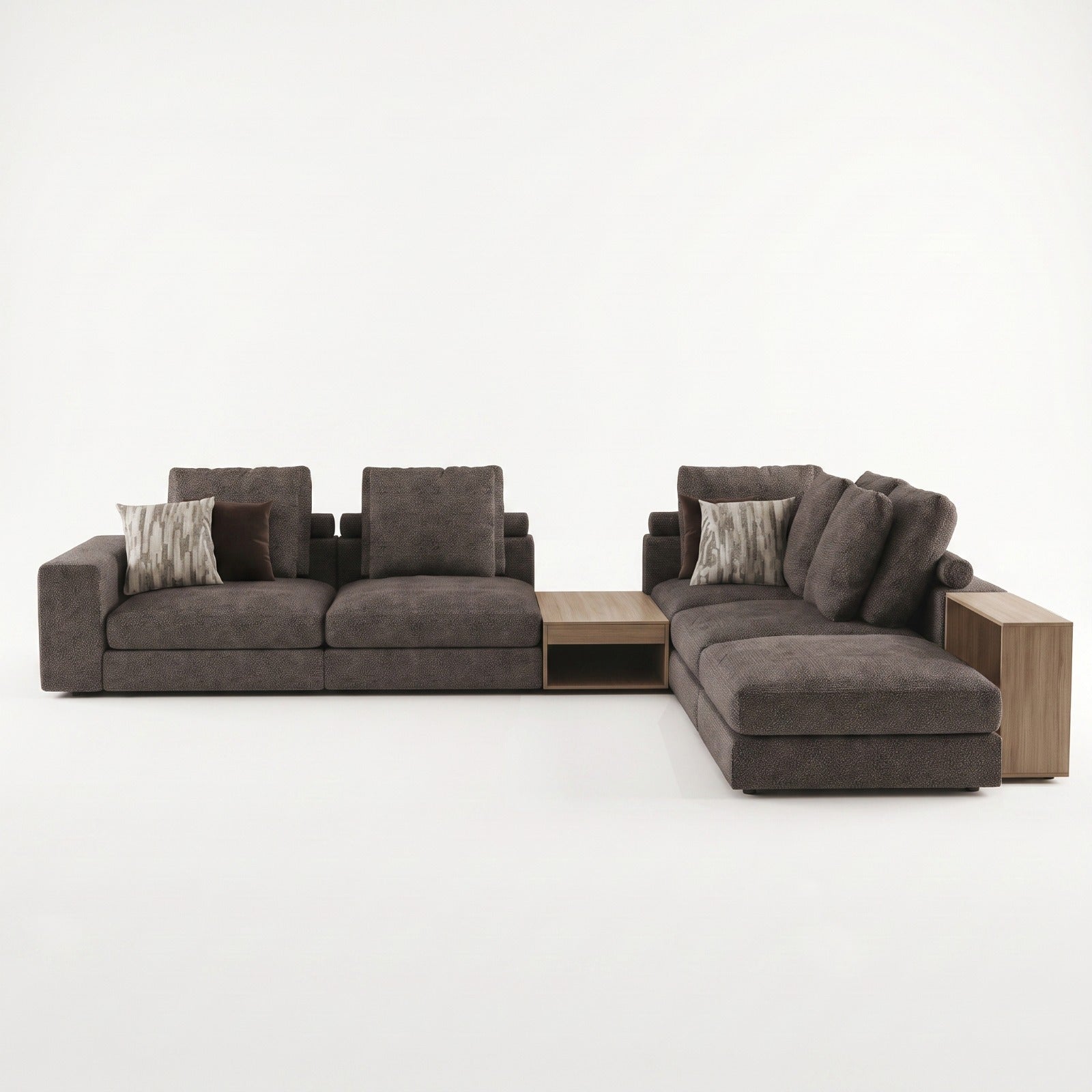 Grace Sectional Sofa with Integrated Leather Tables