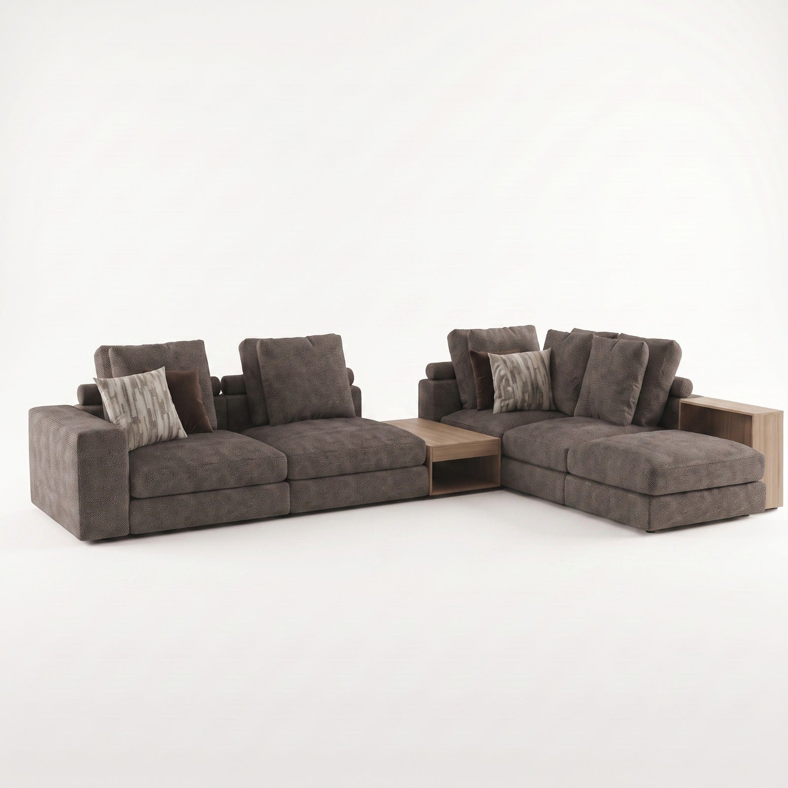 Grace Sectional Sofa with Integrated Leather Tables