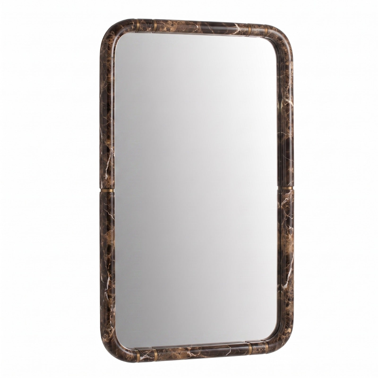 Marble Look and Bronze Entry Mirror