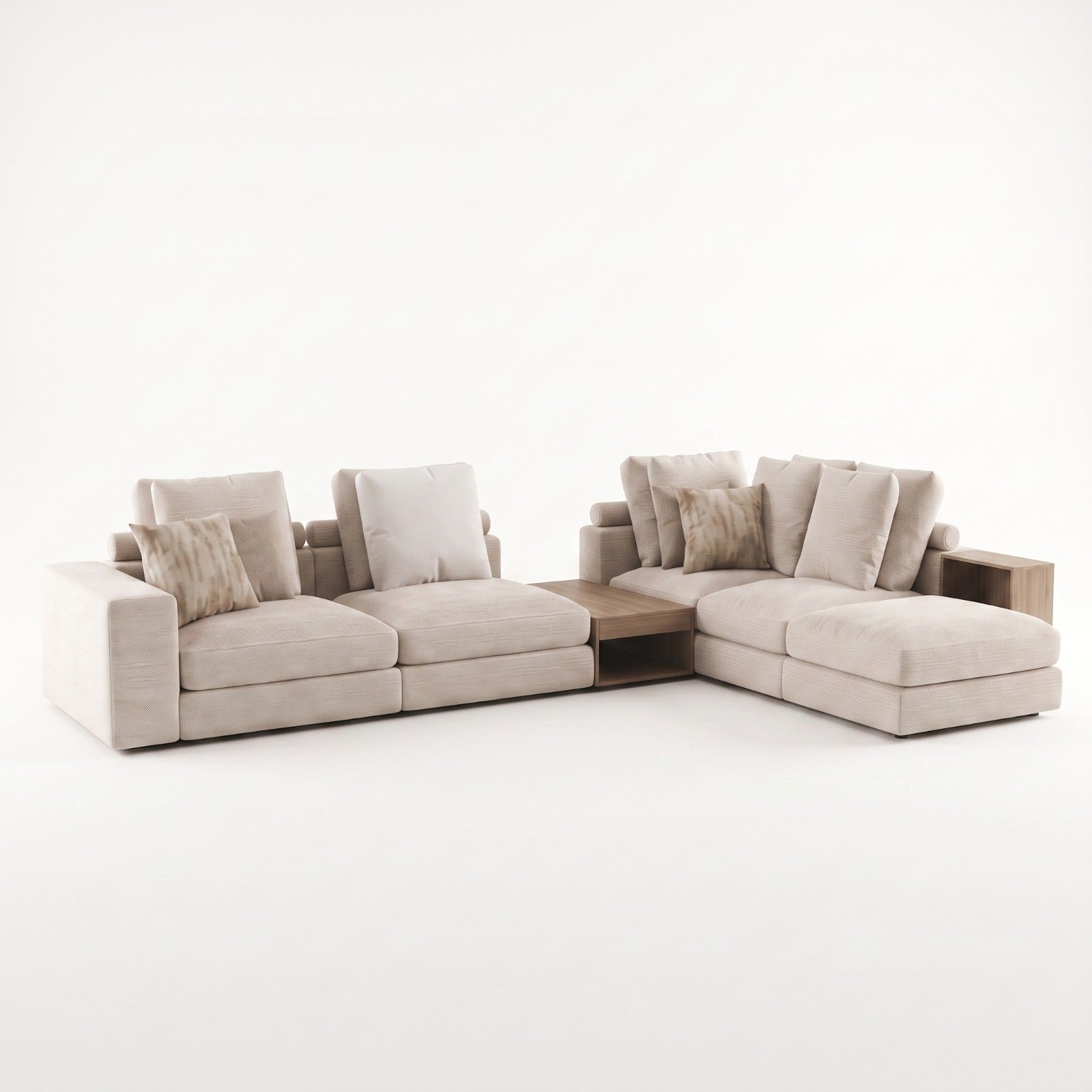 Grace Sectional Sofa with Integrated Leather Tables