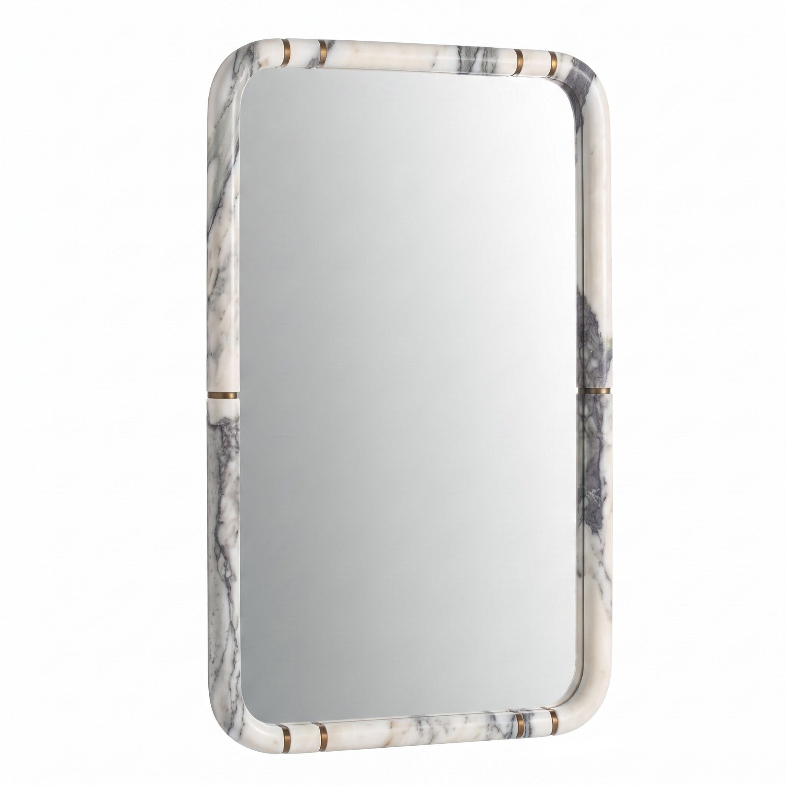 Marble Look and Bronze Entry Mirror